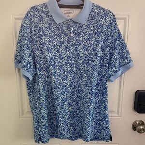 Club Room Light Blue and White Patterned Polo Shirt